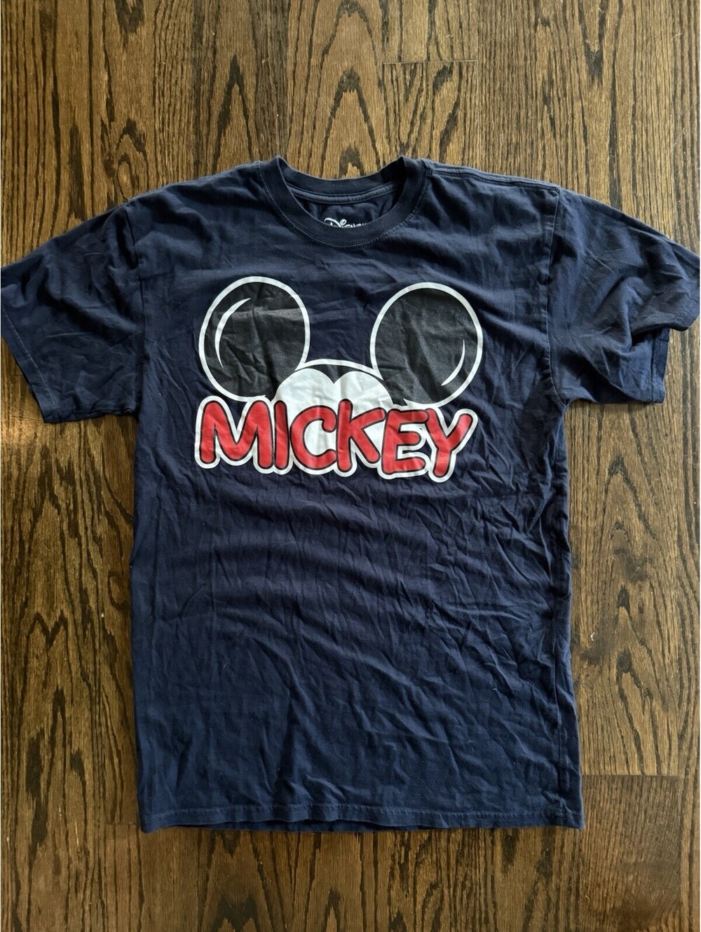 Disney Mickey Mouse Logo Graphic T Shirt Adult Medium Blue Short Sleeve Cotton